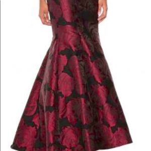 Xscape Brocade Red Flower Gown